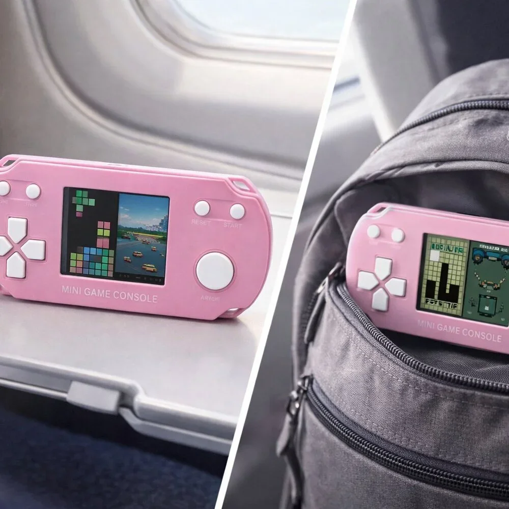 Pink Mini Handheld Game Console 26 Retro Games Portable LCD Gaming System